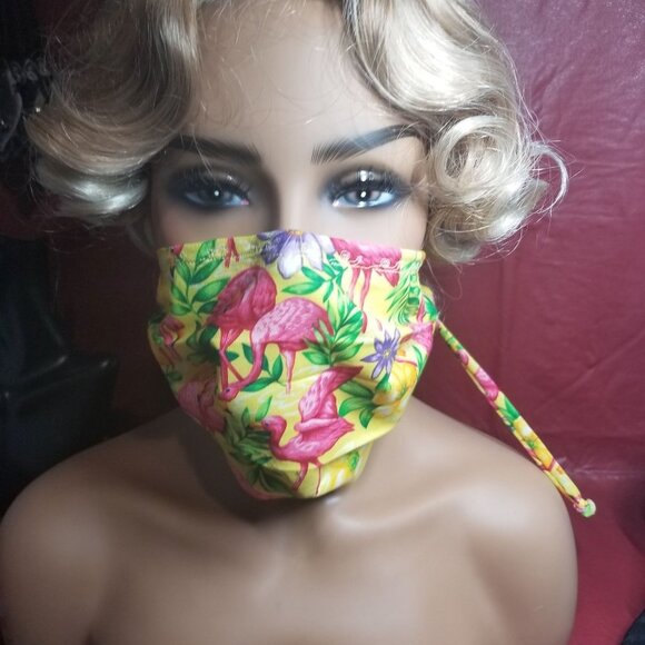Cloth Face Mask w/ Silver/Copper Filters-Flamingo - Picture 1 of 7